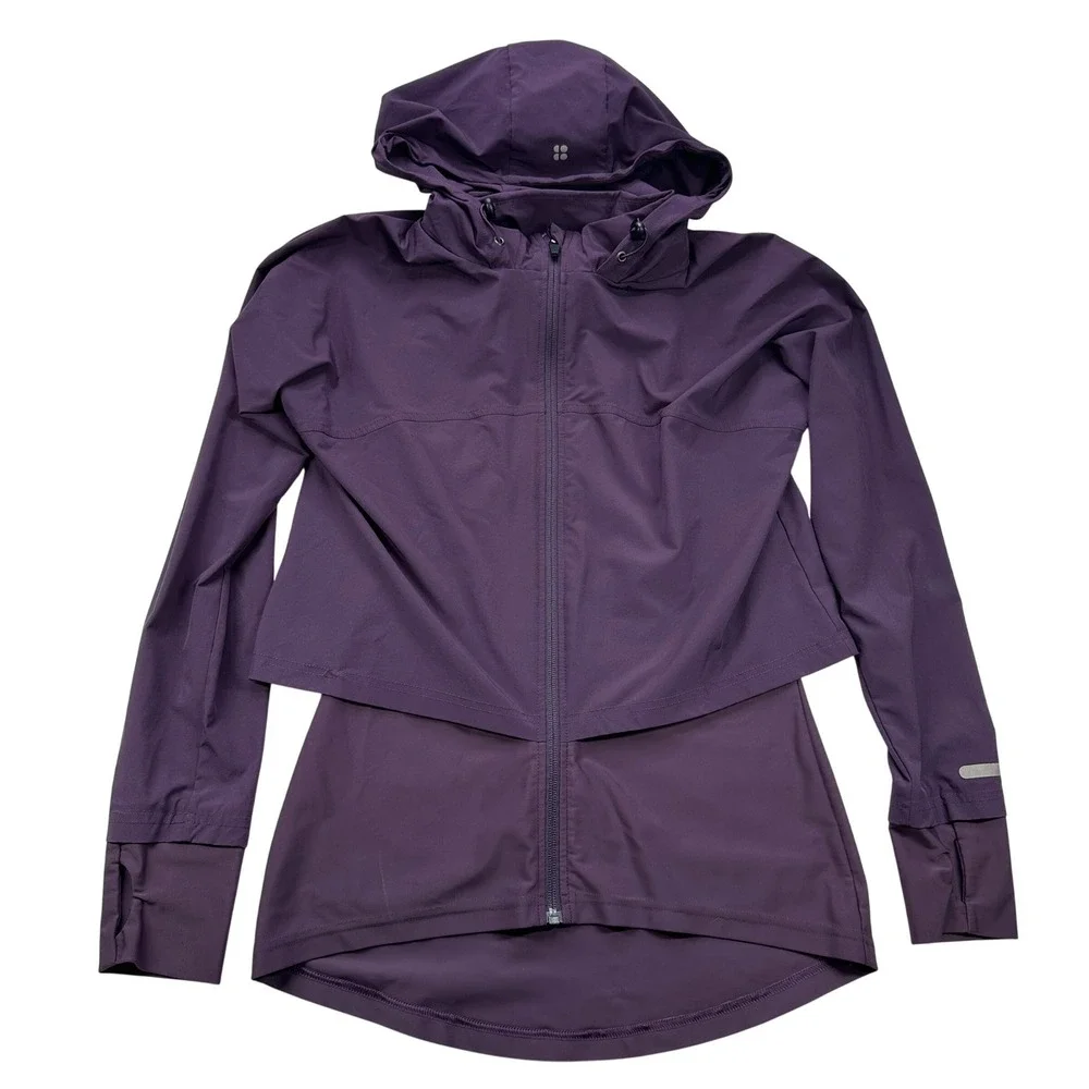 Sweaty Betty London Purple Hooded Lightweight Jacket Size S‎ Thumbholes